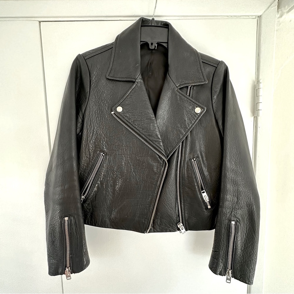 Topshop black leather jacket